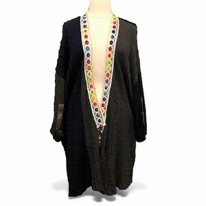 POL Women's Duster Sweater with Multicolor Embellishments sz S/M